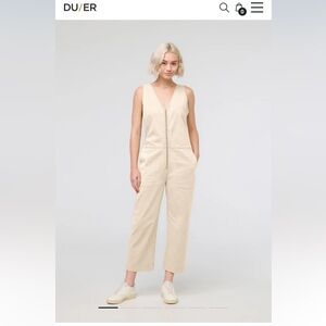 Cream denim jumpsuit
